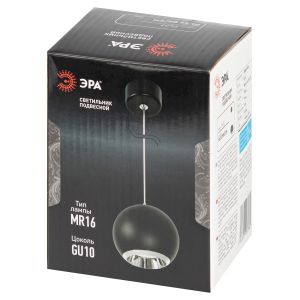 Светильник подвесной (подвес) ЭРА PL32 BK/CH MR16 GU10 потолочный круг черный, хром Светильник подвесной (подвес) ЭРА PL32 BK/CH MR16 GU10 потолочный круг черный, хром