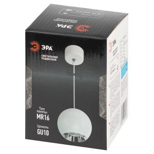 Светильник подвесной (подвес) ЭРА PL32 WH/CH MR16 GU10 потолочный круг белый, хром Светильник подвесной (подвес) ЭРА PL32 WH/CH MR16 GU10 потолочный круг белый, хром