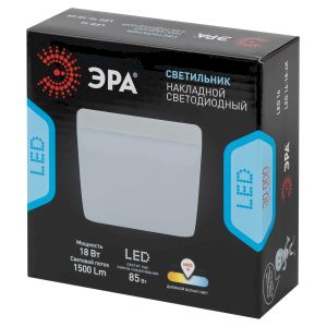 Светильник светодиодный ЭРА LED 16-18-4K накладной квадратный 18Вт 4000К Светильник светодиодный ЭРА LED 16-18-4K накладной квадратный 18Вт 4000К