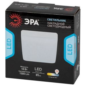 Светильник светодиодный ЭРА LED 16-18-6K накладной квадратный 18Вт 6500К Светильник светодиодный ЭРА LED 16-18-6K накладной квадратный 18Вт 6500К