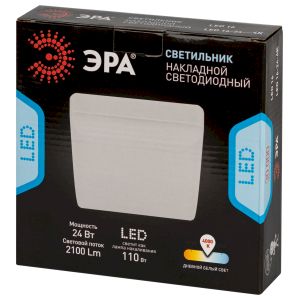 Светильник светодиодный ЭРА LED 16-24-4K накладной квадратный 24Вт 4000К Светильник светодиодный ЭРА LED 16-24-4K накладной квадратный 24Вт 4000К