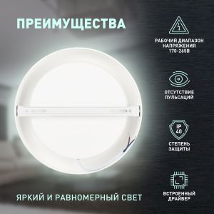 Светильник светодиодный ЭРА LED 19-24-4K накладной круглый 24Вт 4000К