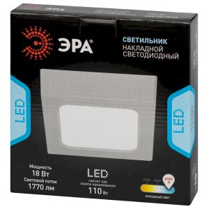 Светильник светодиодный ЭРА LED 20-18-6K накладной квадратный 18Вт 6500К