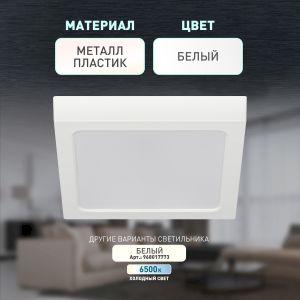 Светильник светодиодный ЭРА LED 20-24-4K накладной квадратный 24Вт 4000К