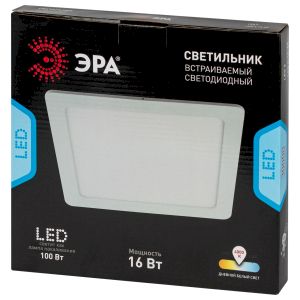 Светильник светодиодный встраиваемый ЭРА LED 2-16-4K квадратный 16Вт 4000К