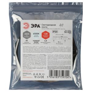 Светодиодная лента ЭРА LS2835 -4,8-60-12-6500K-IP20-1 year-5m (100/2100)