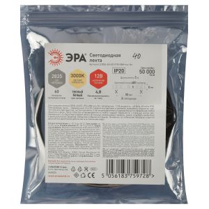 Светодиодная лента ЭРА LS2835 -60LED-IP20-WW-eco-5m (100/3500)
