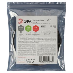 Светодиодная лента ЭРА LS5050 -14,4-60-12-G-IP20-1 year-5m зеленый 5м