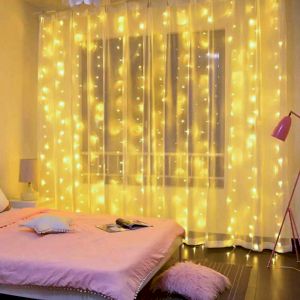 Светодиодная новогодняя гирлянда ЭРА  ЕNIG - 320W Занавес 8 режимов 3*2 м теплый белый 320 LED IP20 220 V