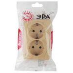 11-2205-11 ЭРА Розетка 2х2P+E Schuko, 16A-250В, IP20, ОУ, Эра Эксперт, сосна (12/120/1920)