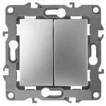 12-1106-03 ЭРА Переключатель двойной, 10АХ-250В, IP20, Эра12, алюминий (10/100/2500)