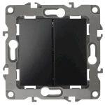 12-1106-05 ЭРА Переключатель двойной, 10АХ-250В, IP20, Эра12, антрацит (10/100/2500)