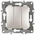 12-1107-15 ЭРА Выключатель тройной, 10АХ-250В, IP20, Эра12, перламутр (10/100/2500)