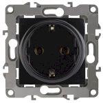 12-2001-06 ЭРА Розетка 2P+E Schuko, 16A-250В, IP20, без м.лапок, Эра12, чёрный (10/100/2500)
