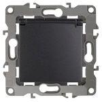 12-2103-05 ЭРА Розетка 2P+E Schuko со шторками с крышкой, 16A-250В, IP20, Эра12, антрацит (10/100/25