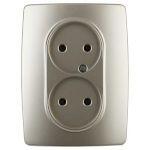 12-2107-04 ЭРА Розетка 2X2P, 16A-250В, IP20, Эра12, шампань (10/100/1600)