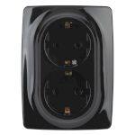 12-2108-06 ЭРА Розетка 2X2P+E Schuko со шторками, 16A-250В, IP20, Эра12, чёрный (10/100/1600)