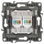 12-3108-12 ЭРА Розетка информационная двойная 2XRJ45, IP20, Эра12, графит (10/100/2500)