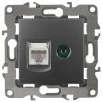 12-3110-12 ЭРА Розетка комбинированная RJ45+TV, IP20, Эра12, графит (10/100/3200)
