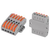 Клемма ЭРА NO-225-456 проходная с монтажной площадкой 222-2415Р с рычагами 5 полюсов 0.08-2.5/4 мм2 (упаковка 1 шт.)