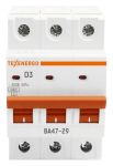 Автоматический выключатель ВА47-29 3п    3А    6кА Texenergo хар-ка D