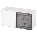 Блок розетка с выключателем ЭРА Эксперт 11-7501-01 IP55, 16A(10AX)-250В, ОУ, белый