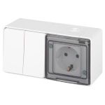 Блок розетка с выключателем ЭРА Эксперт 11-7502-01 двойной IP55, 16A(10AX)-250В, ОУ, белый