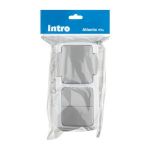 Блок розетка с выключателем Intro Atlantic 5-702-03 двойным 2P+E, 10(16)А-250В, открытой установки, IP54, серый