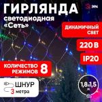 ENIS-01R ЭРА Гирлянда LED Сеть 1,8 м*1,5 м RGB, 220V, IP20 (60/720)