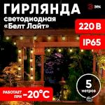 ERABL-WS5 ЭРА Гирлянда ЭРА Белт Лайт набор 5 м,15 LED (шаг 30 см), тепл.свет, 220 В,кауч. изол.,IP65