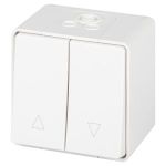 Переключатель ЭРА Эксперт 11-1508-01 для жалюзи кнопочный IP55, 10АХ-250В, ОУ, белый