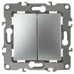 Переключатель ЭРА Серия 12 12-1112-03 перекрёстный двойной, 10АХ-250В, алюминий