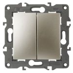 Переключатель ЭРА Серия 12 12-1112-04 перекрёстный двойной, 10АХ-250В, шампань