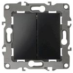 Переключатель ЭРА Серия 12 12-1112-05 перекрёстный двойной, 10АХ-250В, антрацит