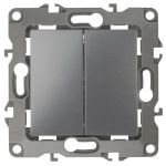 Переключатель ЭРА Серия 12 12-1112-12 перекрёстный двойной, 10АХ-250В, графит