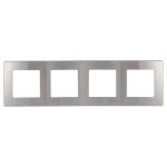 Рамка для розеток и выключателей ЭРА Серия 12 12-5104-03 на 4 поста, Сатин, алюминий