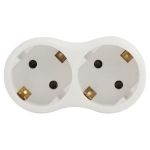 Разветвитель электрический ЭРА SPx-2e-W на 2 розетки с заземлением 16А белый