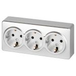 Розетка ЭРА Эксперт 11-2208-03 тройная с заземлением 3х2P+E Schuko IP20 16A-250В ОУ алюминий
