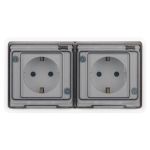 Розетка ЭРА Эксперт 11-2524-01 2х2P+E гориз. IP55, шторки, 16A-250В, СУ, белый