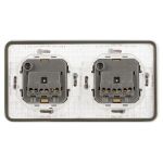 Розетка ЭРА Эксперт 11-2524-01 2х2P+E гориз. IP55, шторки, 16A-250В, СУ, белый