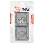 Розетка ЭРА Эксперт 11-2524-01 2х2P+E гориз. IP55, шторки, 16A-250В, СУ, белый