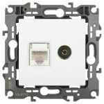 Розетка ЭРА Серия 12 12-3110-01М комбинированная RJ45+TV, белый матовый