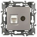 Розетка ЭРА Серия 12 12-3110-16 комбинированная RJ45+TV, титан