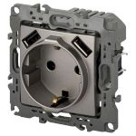 Розетка ЭРА Серия 12 12-4109-16 , 2P+E 16A-250В, штор. с 2xUSB 5В-3А, титан