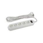 Сетевой фильтр ЭРА  USF-5es-5m-W с базовой защитой с заземлением с выключателем 5 розеток 5м 10А белый