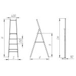 Стремянка диэлектрическая стеклопластиковая с симметричной опорой телеком ССД-1,0  Т (Н-1,8м, 4ступ,)