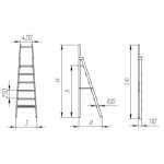 Стремянка стеклопластиковая диэлектрическая с вертикальной опорой телеком СВД-3,5 ЕТ (Н-4,3м, 14ступ)