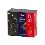 Светодиодная новогодняя гирлянда ЭРА ERAPS-WK10 нить уличная белый каучук 10 м желтая 100 LED