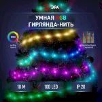 Светодиодная новогодняя гирлянда ЭРА ERASG -01 умная нить RGB 10 м управление через мобильное приложение