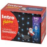 Светодиодная новогодняя гирлянда Intro Holiday INZL-02W занавес 3*2 м холодный белый 240 led 220 в